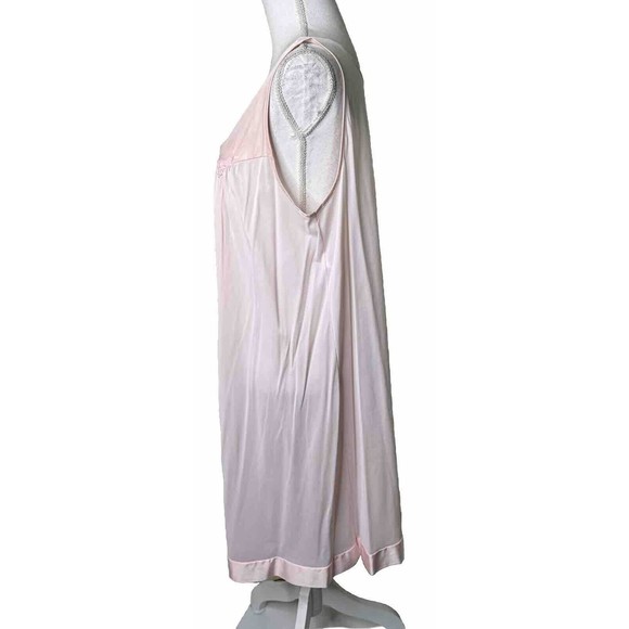 Vtg Vanity Fair Nightgown Pink Long Sleeveless Nylon Size Large a10 - Picture 3 of 5